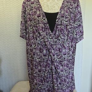 Essentials Plus Size Purple and Black Women's Top With Sequins.